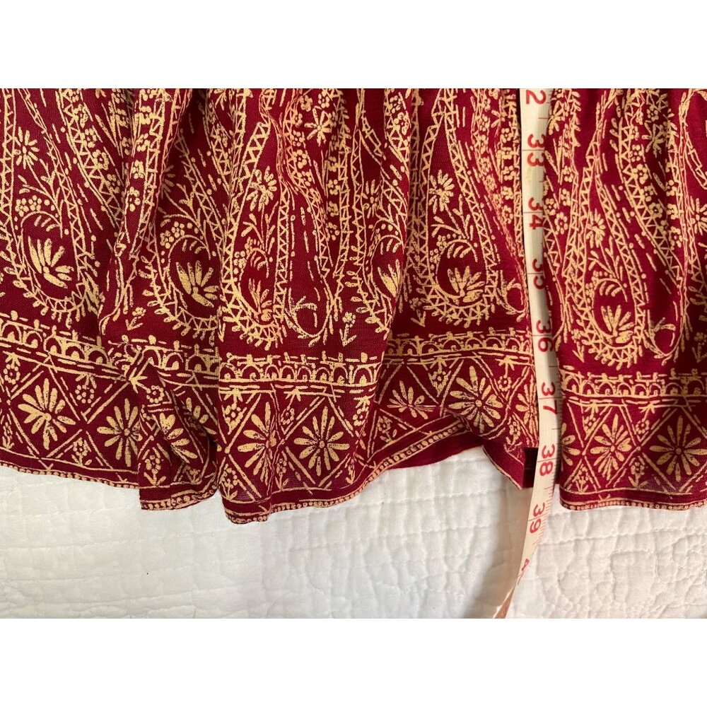 Fat Face Wrap Around Waist Gypsy Geo Print Dress Bottom Tier Burgundy Sleeveless - Picture 2 of 12